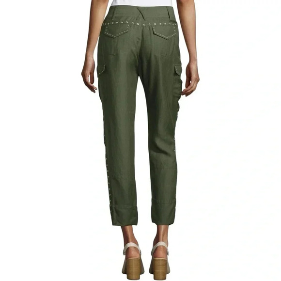 DEREK LAM 10 CROSBY | NWOT Easy Cargo Pants w Grommets Utility Military Green 0 - Picture 3 of 10